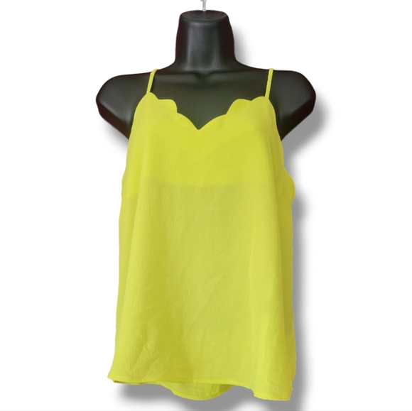 Monteau Tops - Monteau Tank Top Sheer Neon Yellow